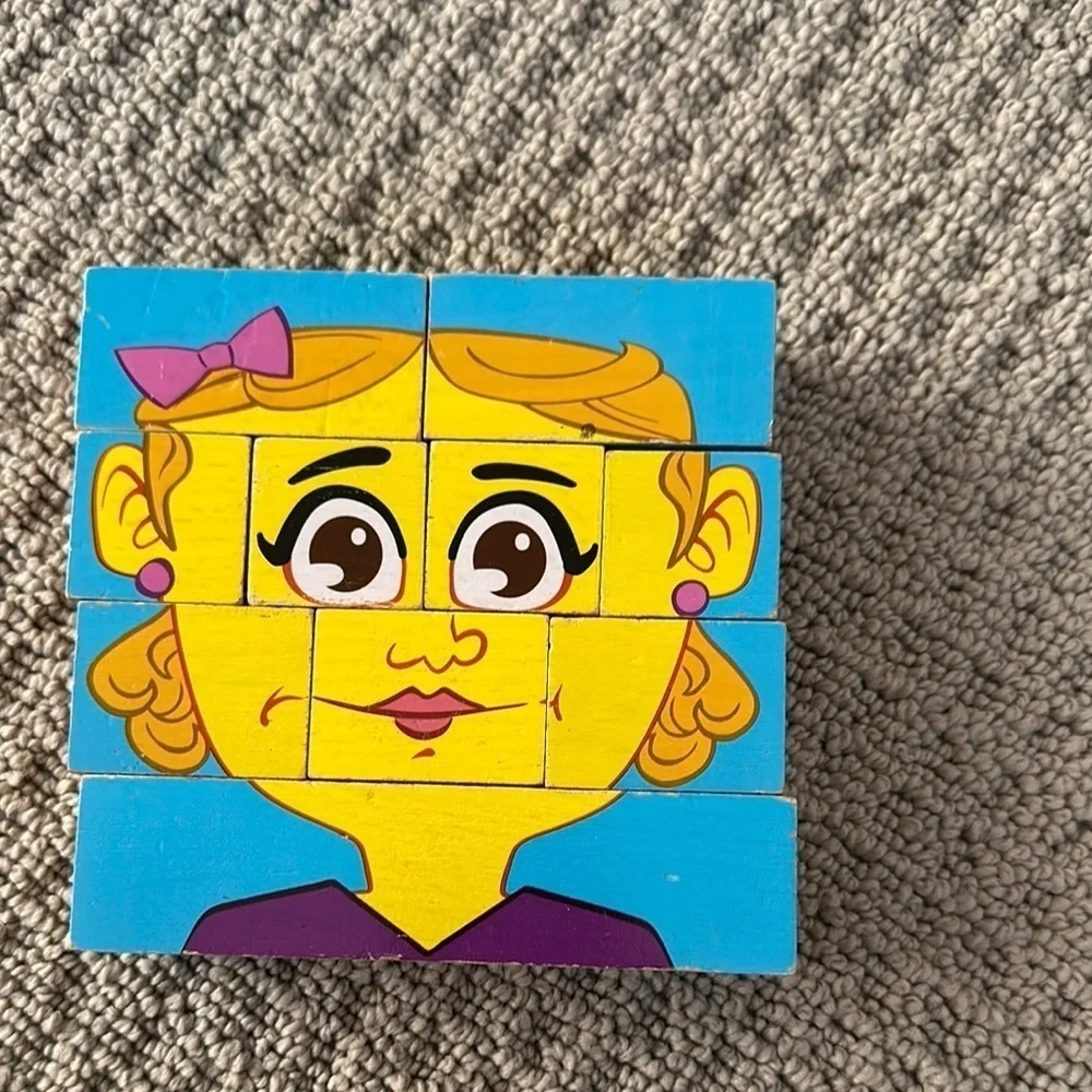 Colorful face wooden  Puzzle Blocks